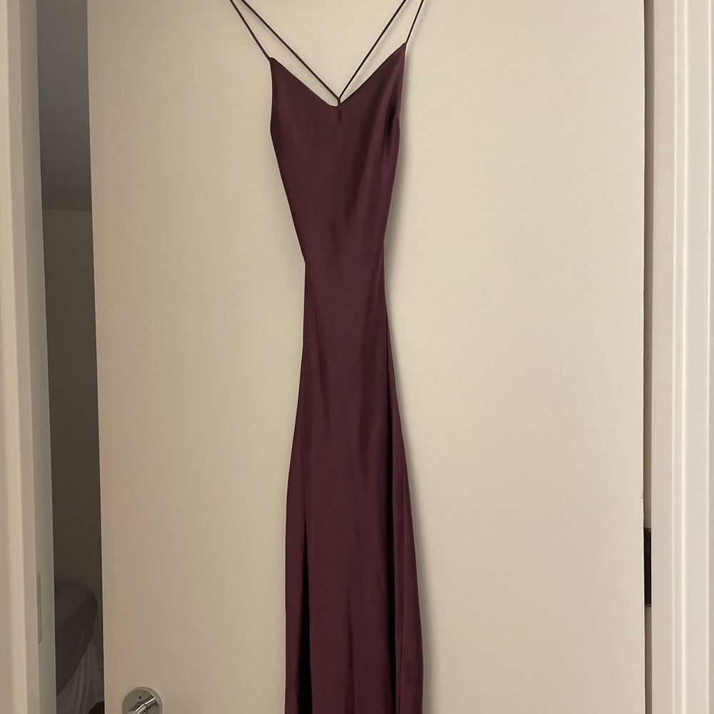 NWT Satin Midi Eggplant Color Dress
